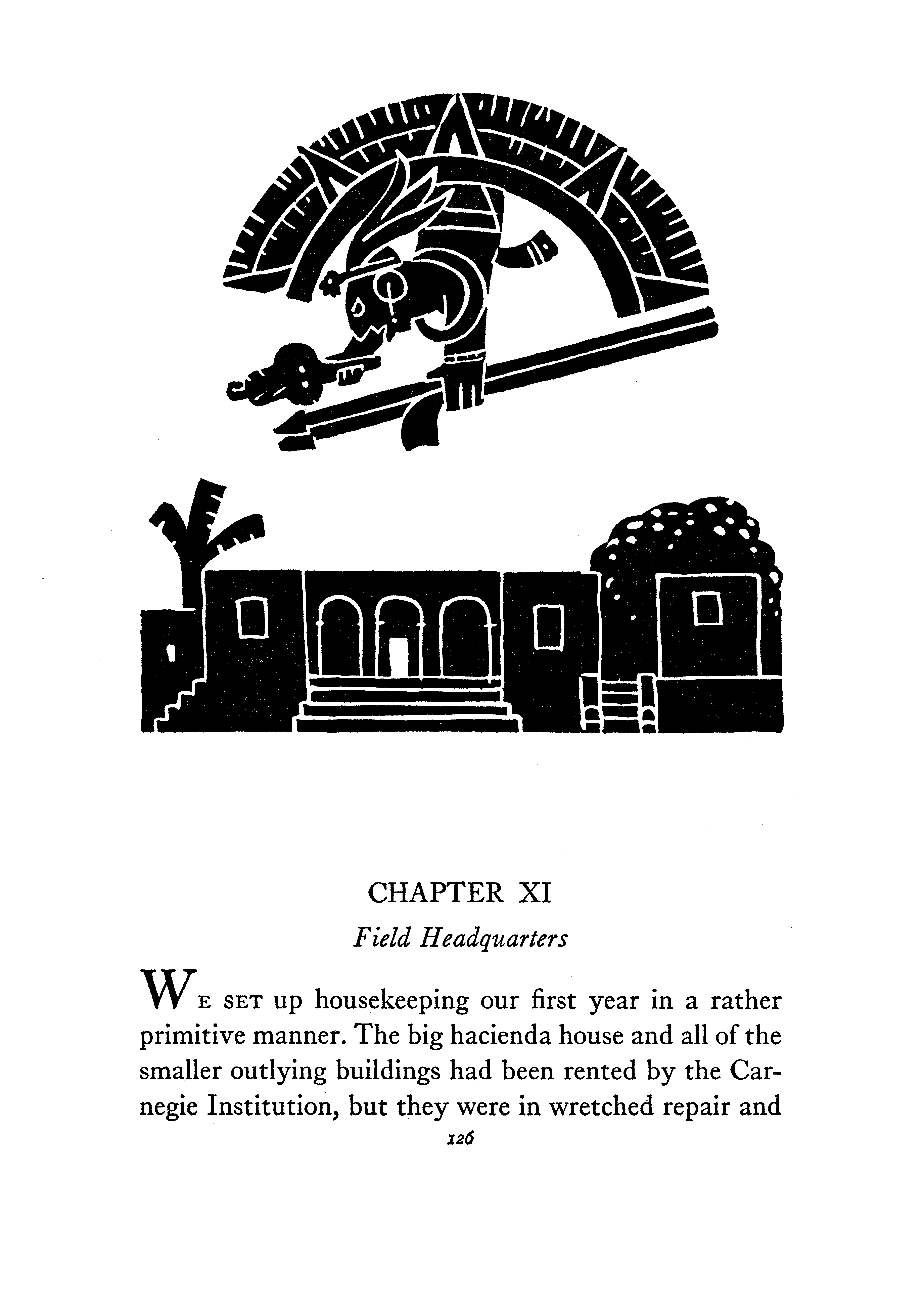 Page 126 of 'Digging in Yucatan' written by Ann Axtell Morris.  Decorations by Jean Charlot.