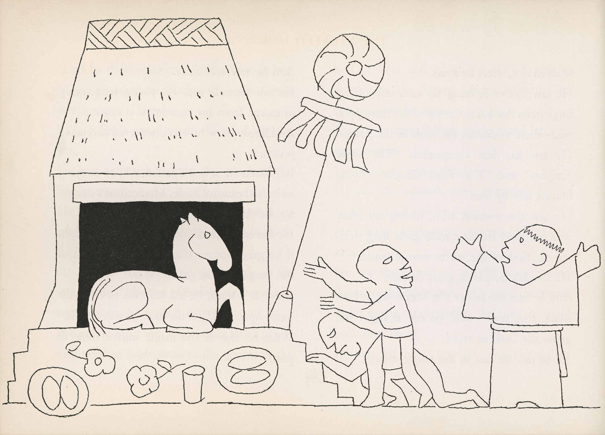'The stuffed horse' by Jean Charlot in 'The Sun, the Moon and a Rabbit' written by Amelia Martinez del Rio.