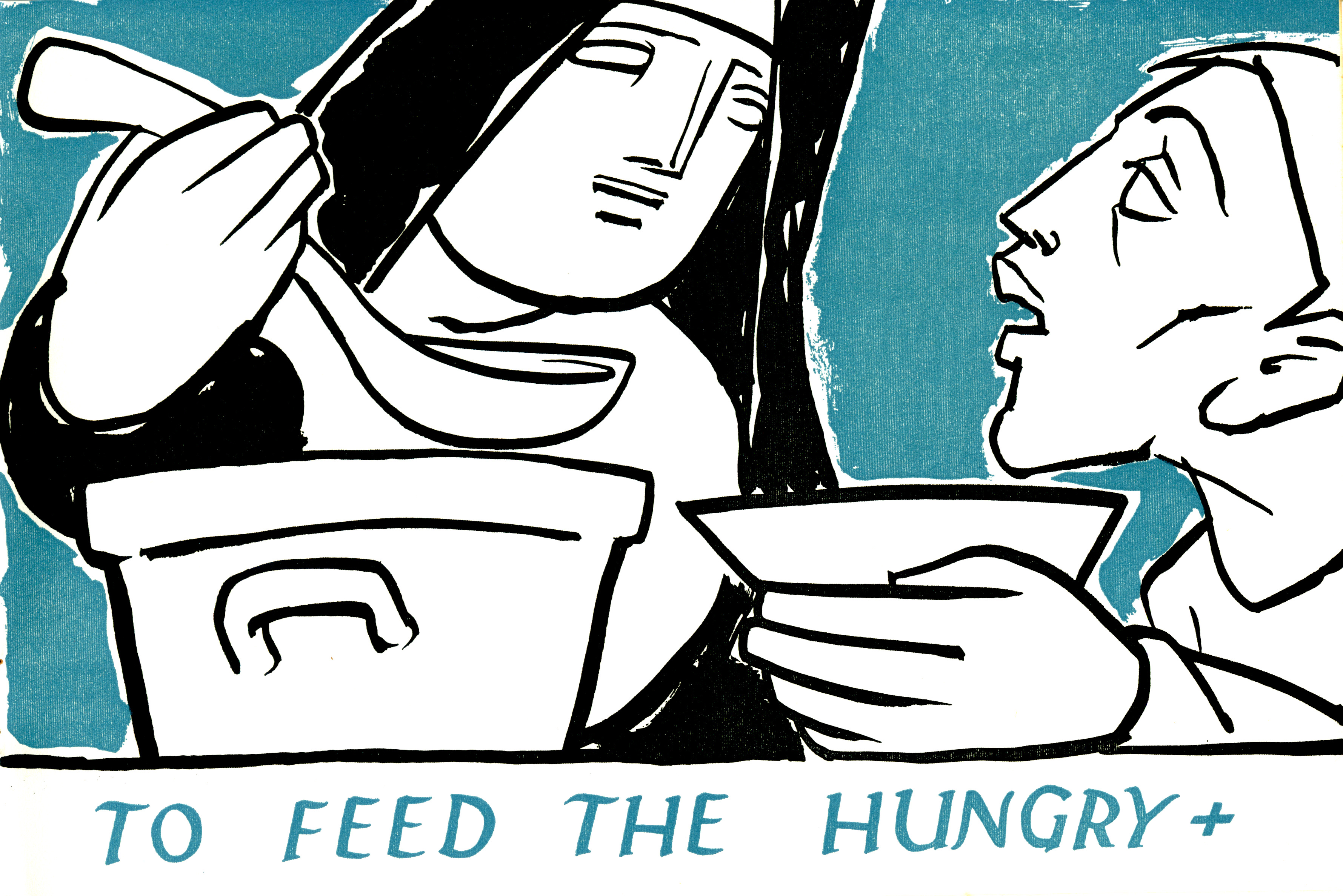 Illustration of 'To feed the hungry'.  Jean Charlot.