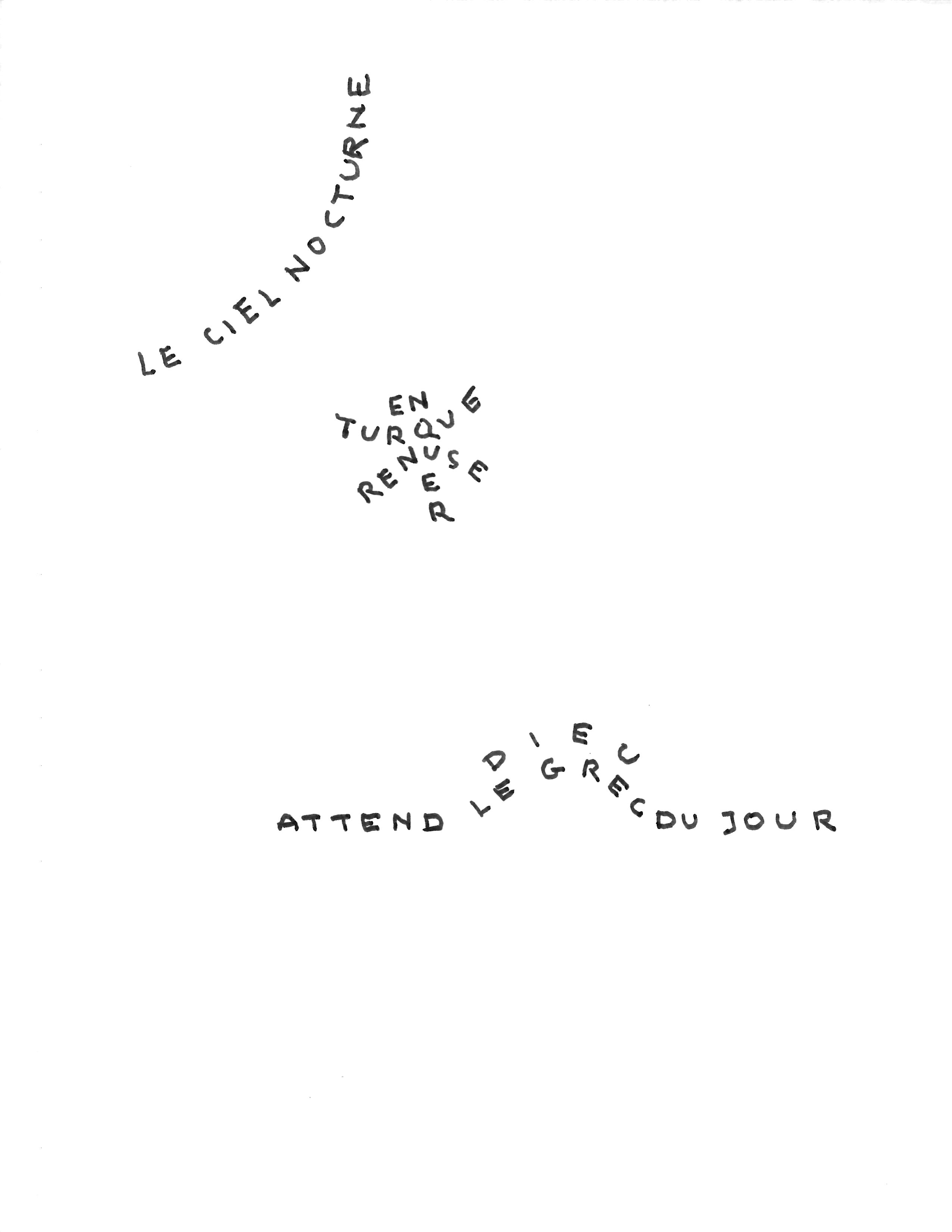 Calligramme.  Subject: ciel turque.  Jean Charlot.