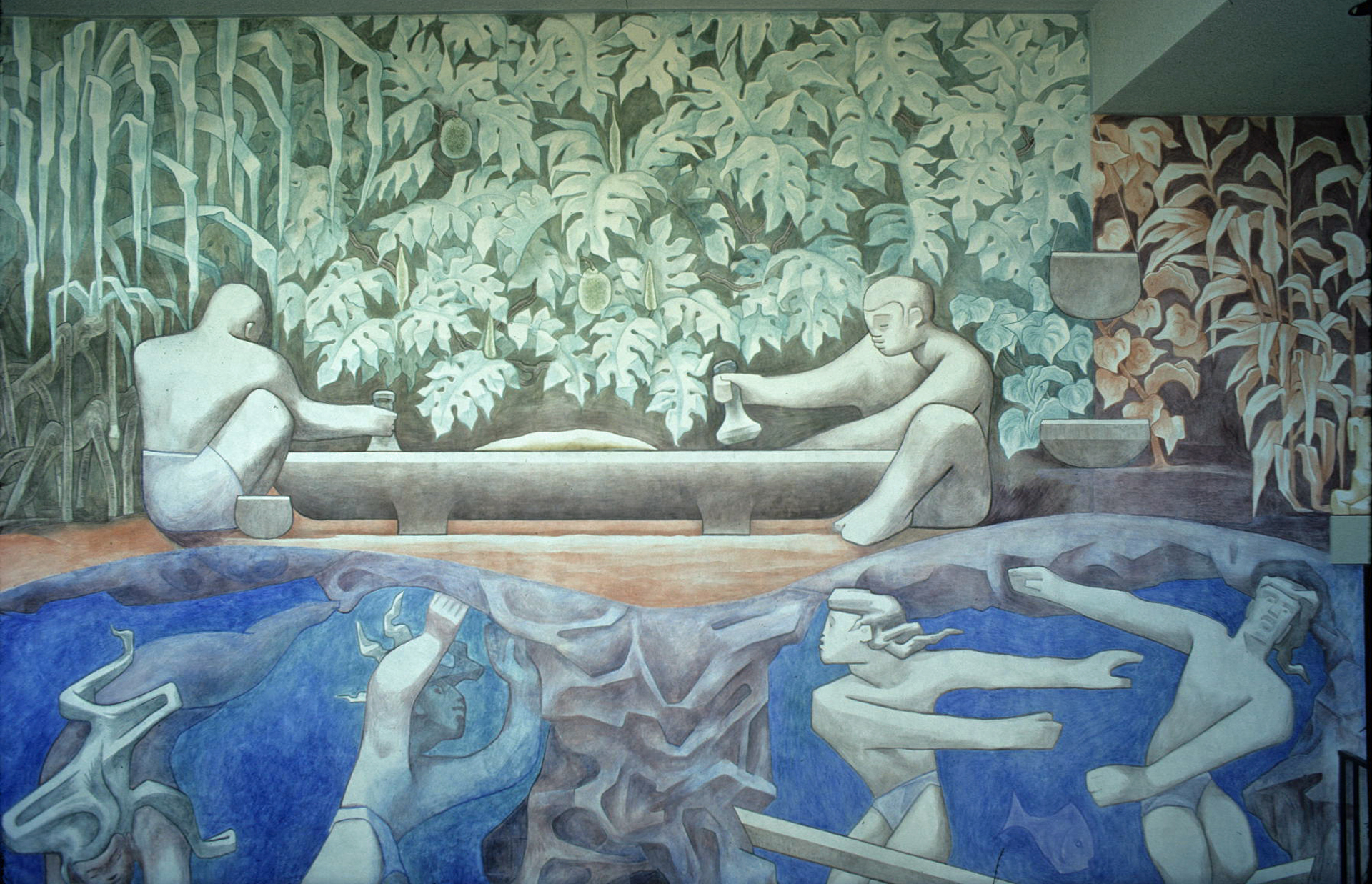 Mural.  The Relation of Man and Nature in Old Hawaiʻi.  Jean Charlot.  1974.