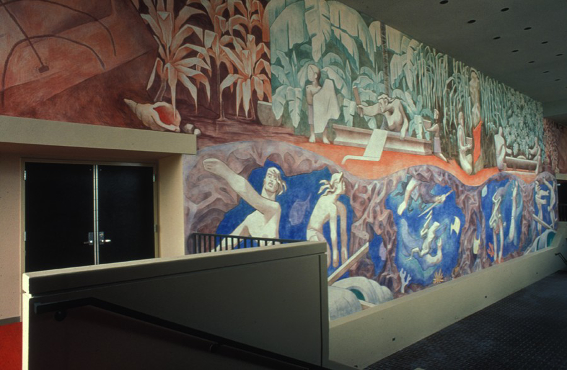 Mural.  The Relation of Man and Nature in Old Hawaiʻi.  Jean Charlot.  1974.