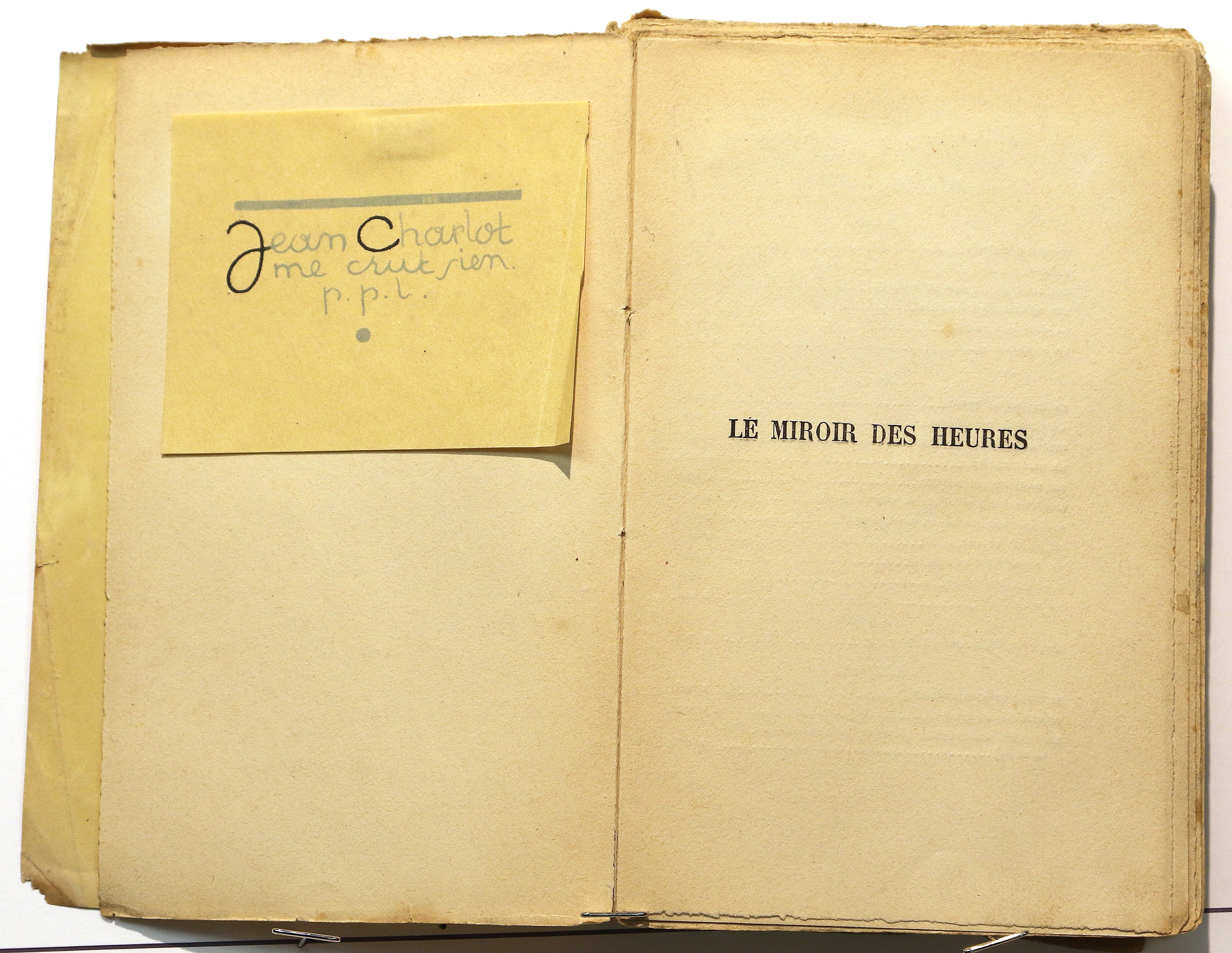 Second title page.  Le Miroir des Heures, illustrations.  Jean Charlot.