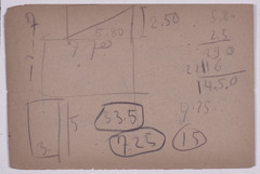 Paper and pencil.  US-14 Verso: math calculations.  Jean Charlot.