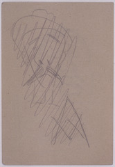 Paper and pencil.  US-2 Verso: scratched out mustached man.  Jean Charlot.