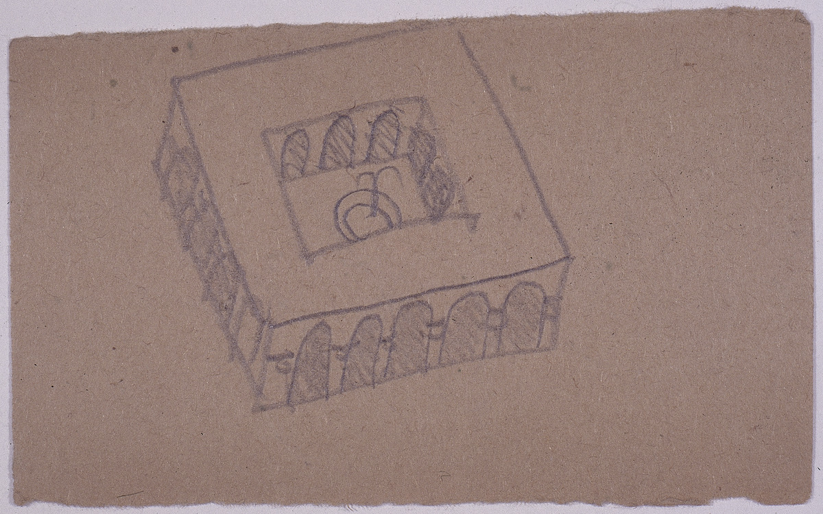 Paper and pencil.  US-3 Verso: house with courtyard.  Jean Charlot.