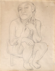 Paper and pencil.  Drawing of Luz Jiménez.  Jean Charlot.