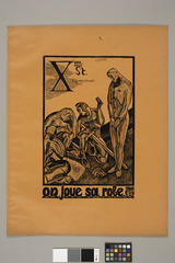 X station : on joue sa role.  Chemin de Croix dessiné et gravé sur bois de fil.  Jean Charlot.