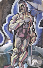 Pencil and gouache on paper.  St. John the Baptist, Cubist Style, after El Greco.  Jean Charlot.