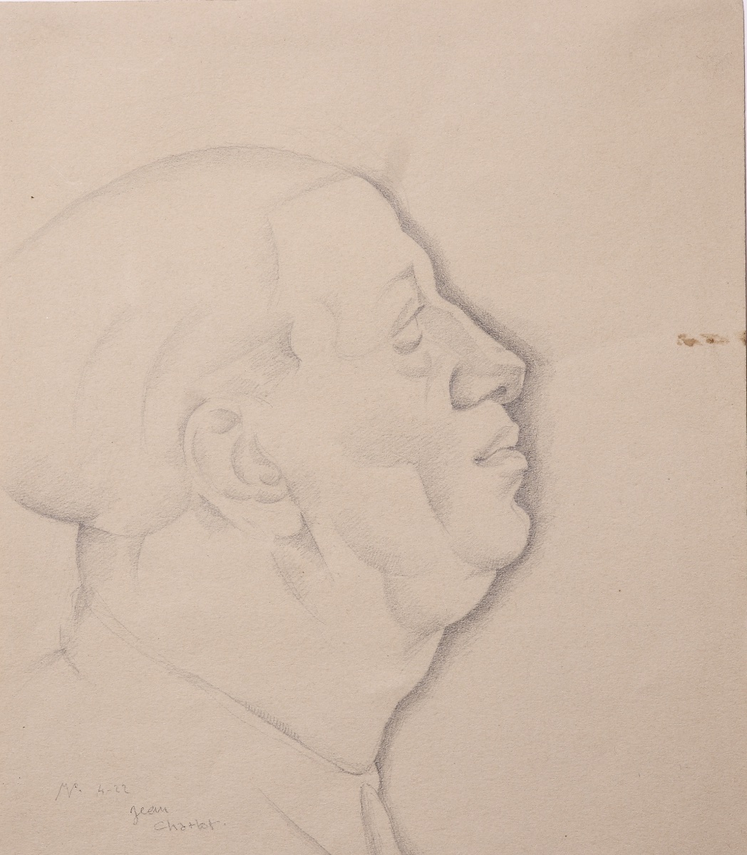 Paper and pencil.  Portrait of Diego Rivera.  Jean Charlot.