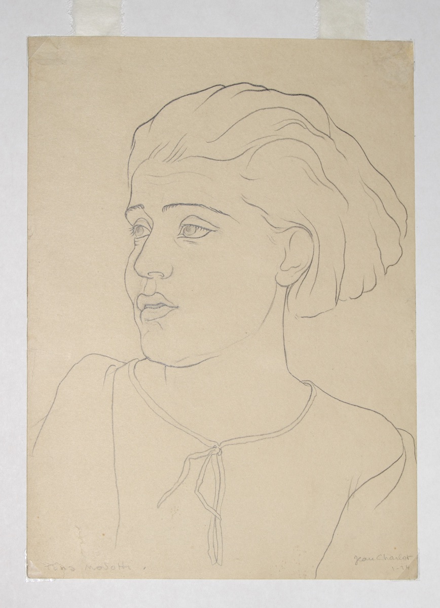 Paper and pencil.  Portrait of Tina Modotti.  Jean Charlot.