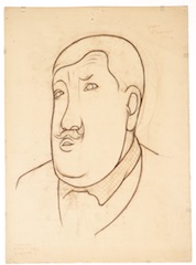 Paper and pencil.  Portrait of Manuel Martínez Pintao.  Jean Charlot.