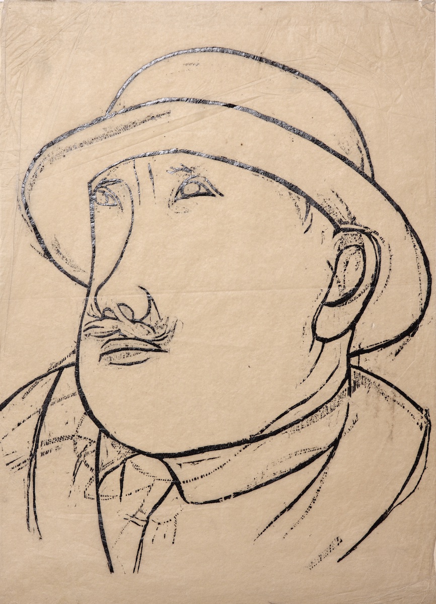 Paper and pencil.  Portrait of Manuel Martínez Pintao.  Jean Charlot.