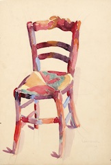 Pencil and wash on paper.  Chaise.  Jean Charlot.