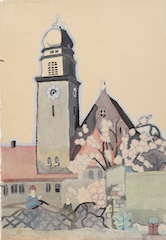 Pencil and wash on paper.  Eglise.  Jean Charlot.