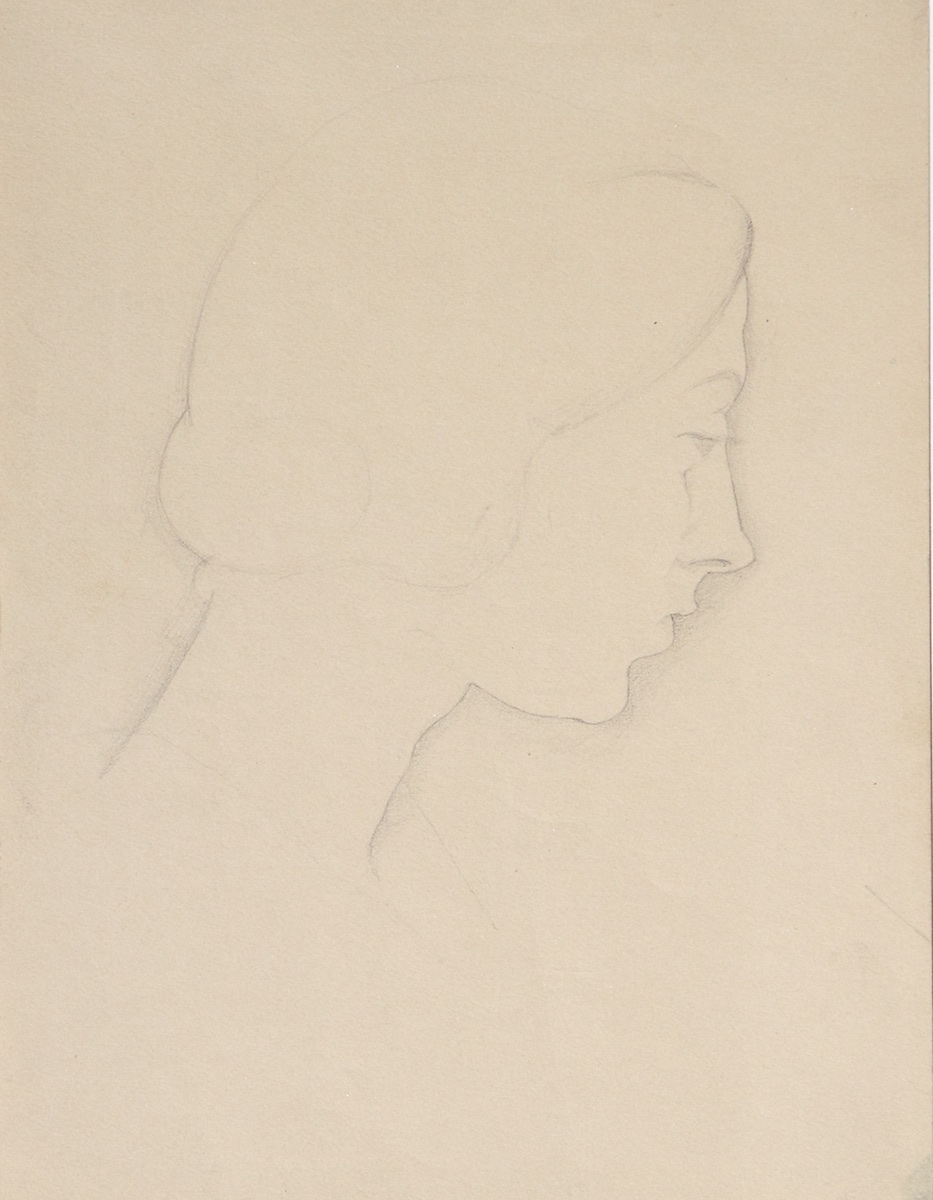 Pencil on paper.  Profile of Young Woman.  Jean Charlot.