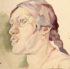 Paper and watercolor.  Luz Jiménez.  Jean Charlot.