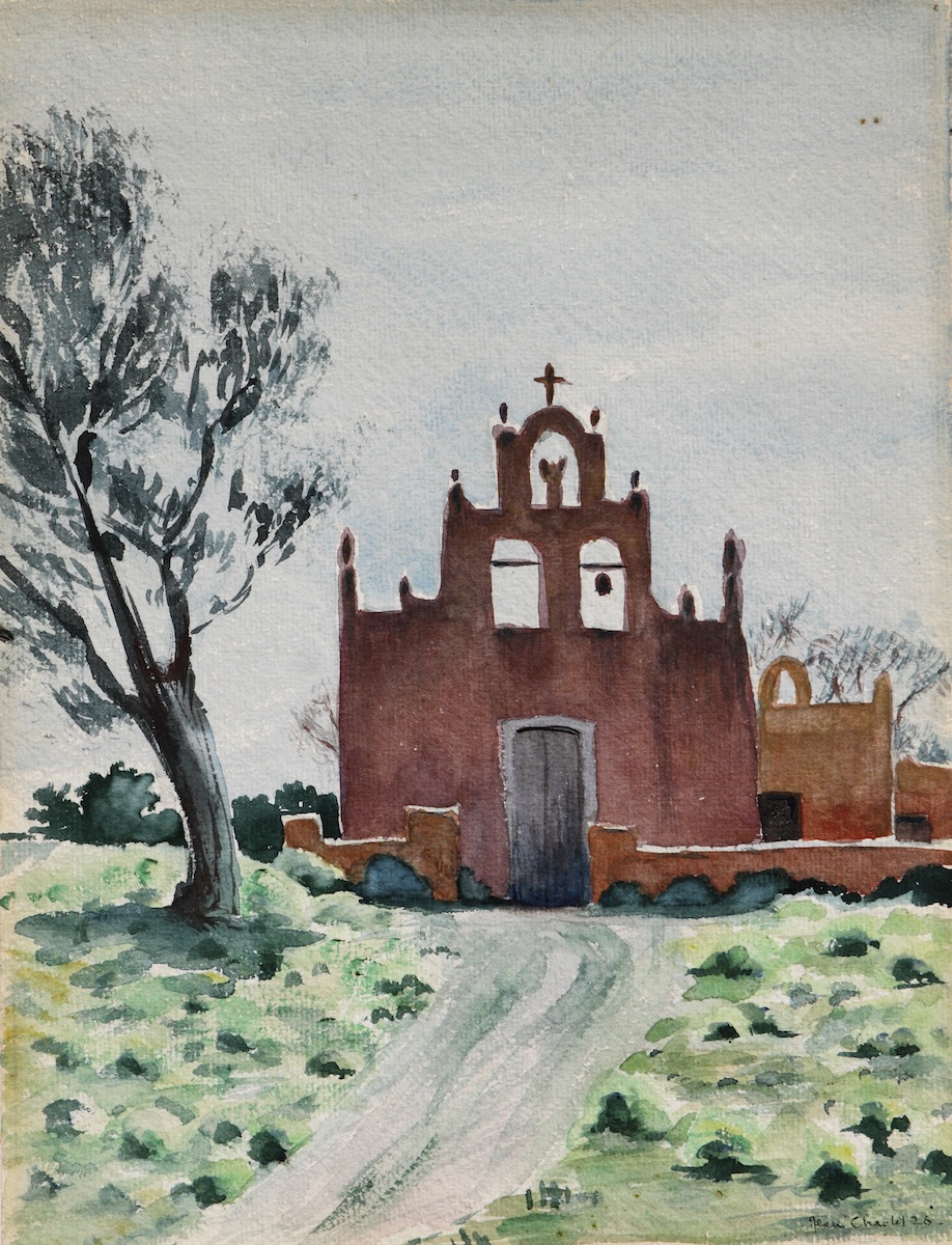 Paper and watercolor.  Painting of Yucatán, Mexico.  Jean Charlot.